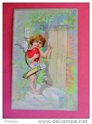 Holidays & Celebrations > Valentine´s Cupid  Embossed 1910 Cancel -      =====      ===== Ref  448 - Saint-Valentin