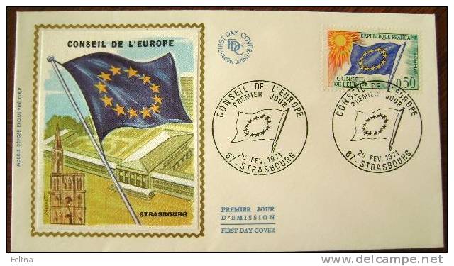1971 FRANCE FDC COUNCIL OF EUROPE FLAG EUROPEAN UNION - Institutions Européennes