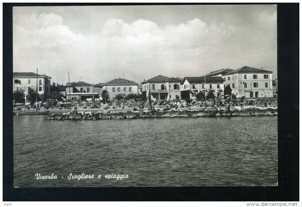 T0776 CARTOLINA POSTALE RIMINI VISERBA SCOGLIERA E SPIAGGIA  FG. NV. - Rimini