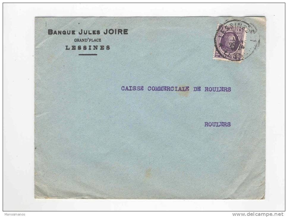 856/18 - Lettre TP Houyoux LESSINES 1924 - Entete Banque Jules Joire - 1922-1927 Houyoux