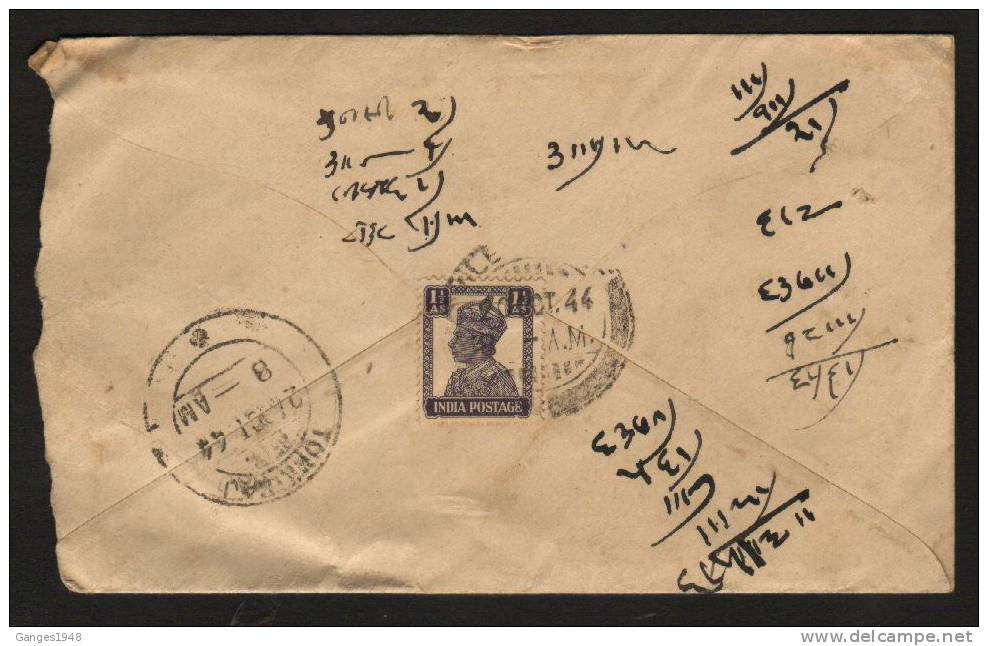 India 1944  Golden Tobacco Company ELA Cigarettes Mailed Cover # 33343 Indien Inde - Tobacco