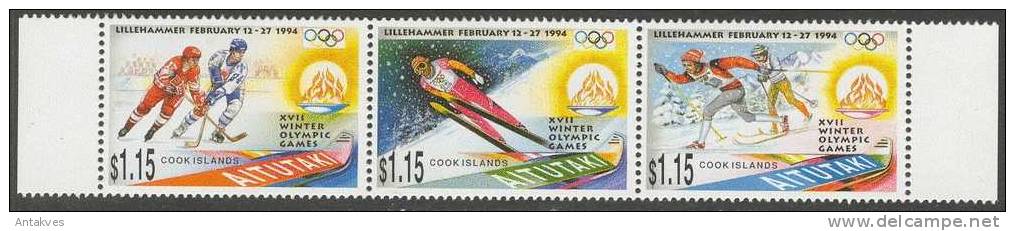 Aitutaki 1994  Winter Olympic Games Lilehammer-94 Set Of 3 MNH - Hiver 1994: Lillehammer