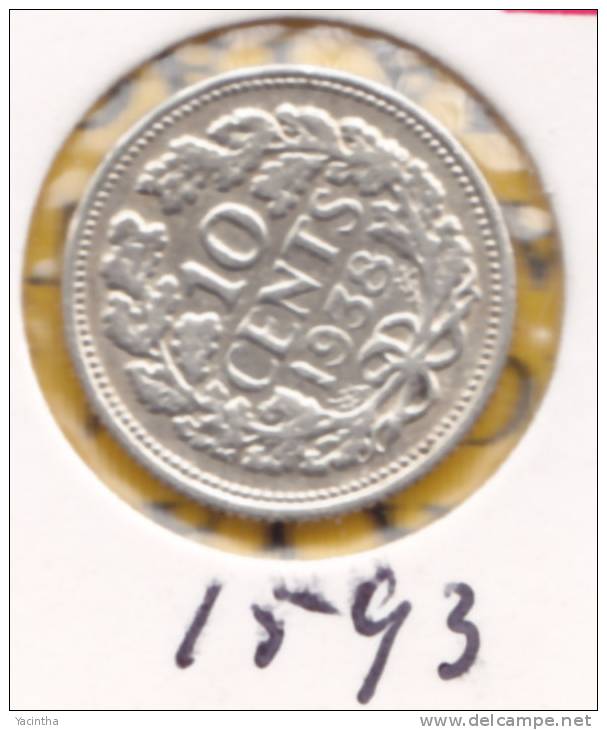 @Y@  Nederland   10 Cent   Wilhelmina  1938  Zf (1593)  Zilver - 10 Cent