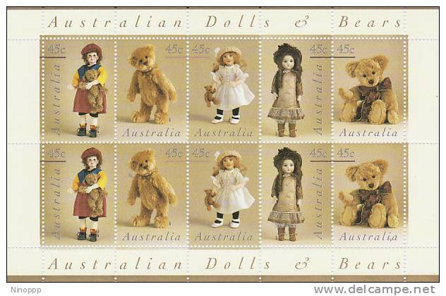 Australia 1997 Dolls& Bears   Sheetlet MNH - Feuilles, Planches  Et Multiples