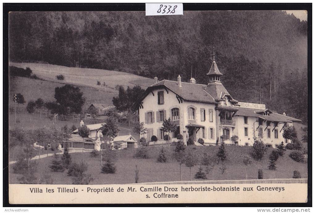 Geneveys Sur Coffrane - Villa Les Tilleuls Propr. Camille Droz : Grand Séchoir Des Thés Du Jura, Vers 1918 (8338) - Coffrane