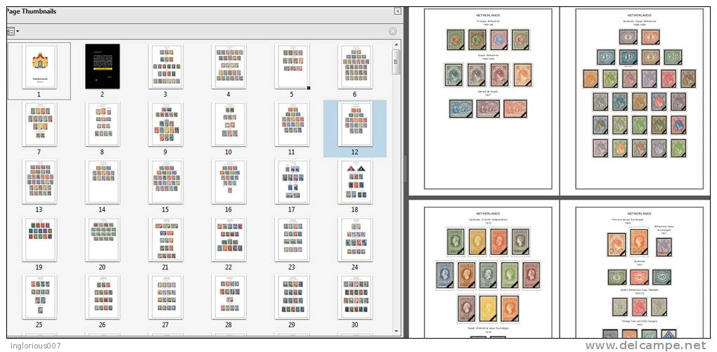 NETHERLANDS STAMP ALBUM PAGES 1852-2011 (332 Color Illustrated Pages) - Inglés