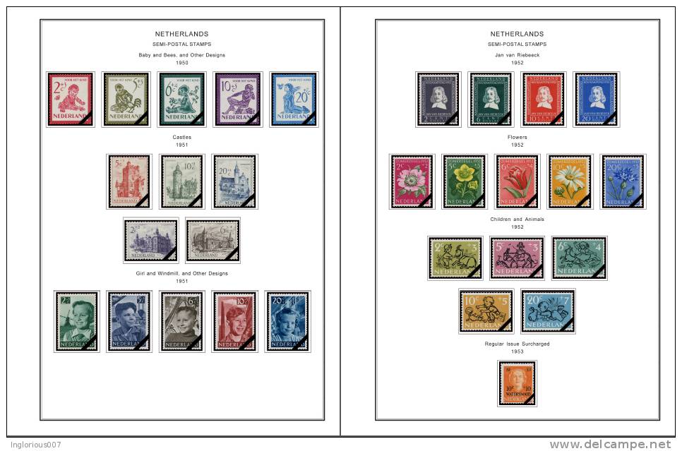 NETHERLANDS STAMP ALBUM PAGES 1852-2011 (332 color illustrated pages)