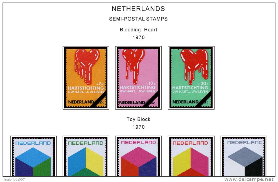 NETHERLANDS STAMP ALBUM PAGES 1852-2011 (332 color illustrated pages)