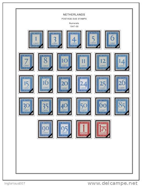 NETHERLANDS STAMP ALBUM PAGES 1852-2011 (332 color illustrated pages)