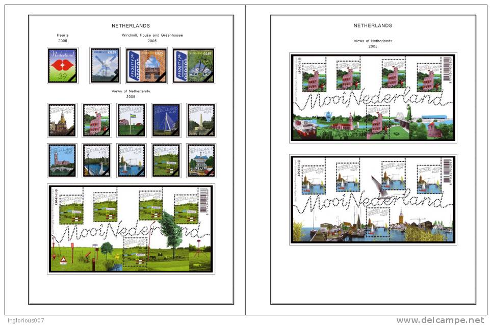 NETHERLANDS STAMP ALBUM PAGES 1852-2011 (332 color illustrated pages)