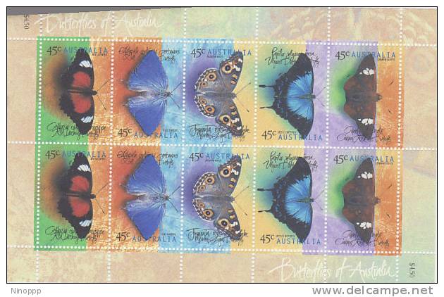 Australia 1998  Butterflies    Sheetlet MNH - Feuilles, Planches  Et Multiples
