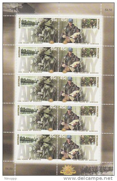 Australia 2001 Australian Army Centenary Sheetlet MNH - Sheets, Plate Blocks &  Multiples