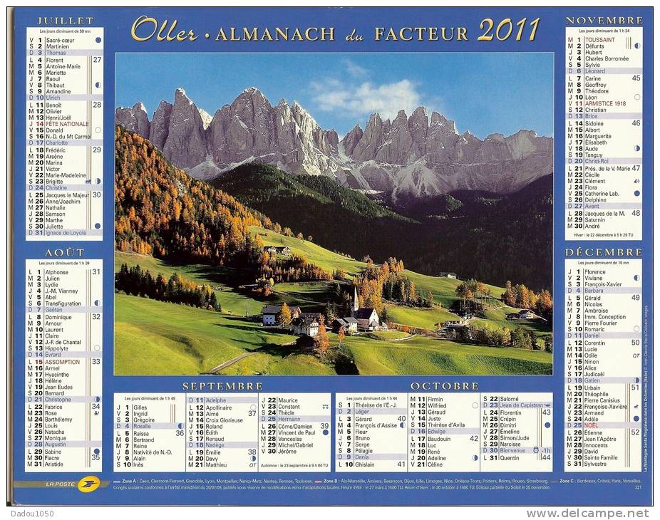 ALMANACH DES PTT  2011 RHONE - Grand Format : 2001-...