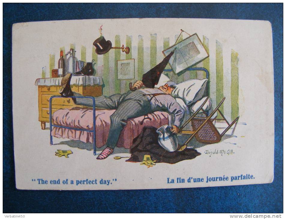 CPA ..ILLUSTRATEUR DONALD MAC GILL..LA FIN D UNE JOURNEE PARFAITE....RECTO VERSO.. - Mc Gill, Donald