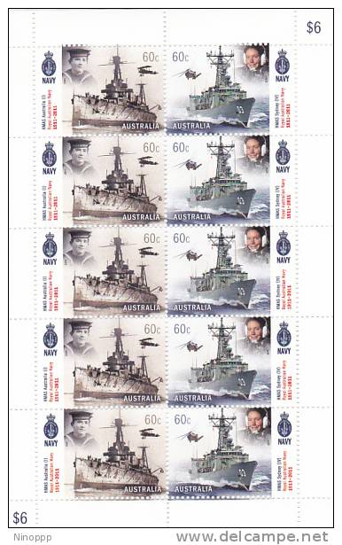 Australia 2011 Centenary Of Australian Navy Sheetlet MNH - Fogli Completi