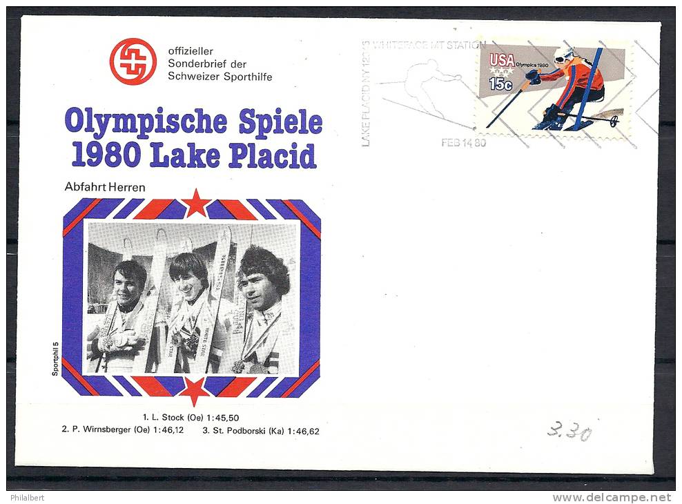 JO80 - 3 Lettres USA JO De Lake-Placid En 1980 - Hiver 1980: Lake Placid