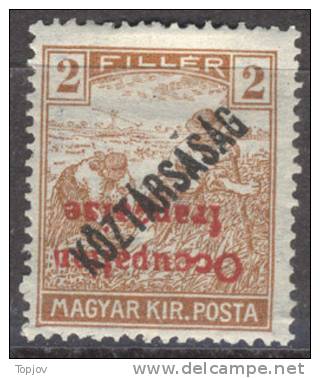 FRANCE  - OCCUPATION  HUNGARY - ARAD - Yv. 27 -  2 F  - INVERTED OVPT - *MH - 1919 - Altri & Non Classificati