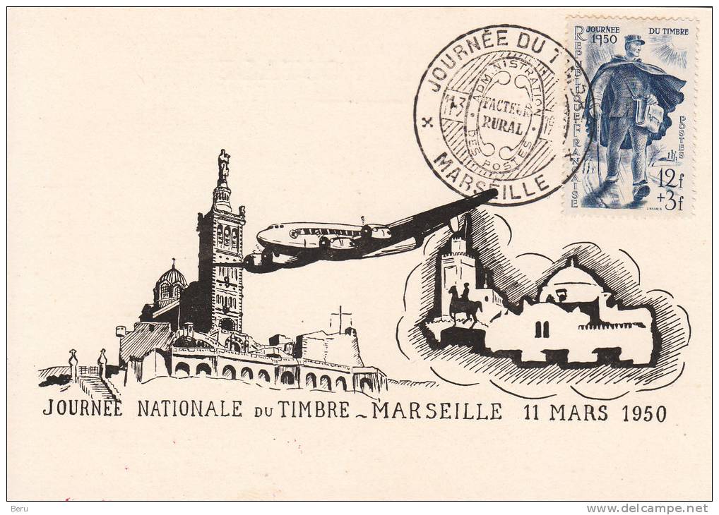 CP  - Journée Du Timbre - MARSEILLE 1959 - Facteur Rural - ....-1949