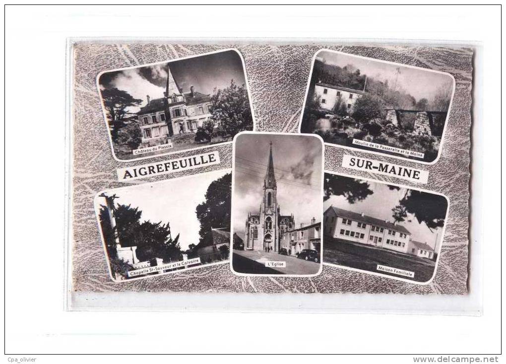 44 AIGREFEUILLE SUR MAINE Multivue, Chateau Plessix, Moulin, Eglise, Chapelle, Ed Artaud, CPSM 9x14, 1964 - Aigrefeuille-sur-Maine