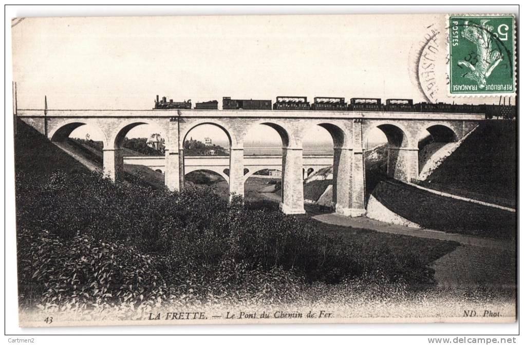 LA FRETTE LE PONT DU CHEMIN DE FER TRAIN LOCOMOTIVE 95 VAL-D'OISE - La Frette-sur-Seine