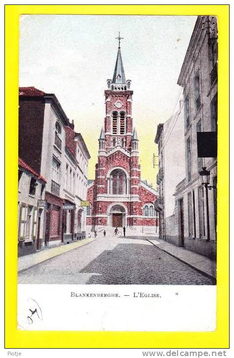 * Blankenberge - Blankenberghe (Kust) * L'église, Kerk, Church, Kirche, Laiterie, Animée, Vélo, Old CPA - Blankenberge