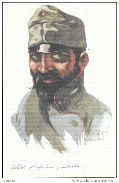 ILLUSTRATEUR DUPUIS  . MILITAIRE .  SOLDAT D INFANTERIE . AUTRICHIENNE  . RETIRAGE COPIE - Dupuis, Emile