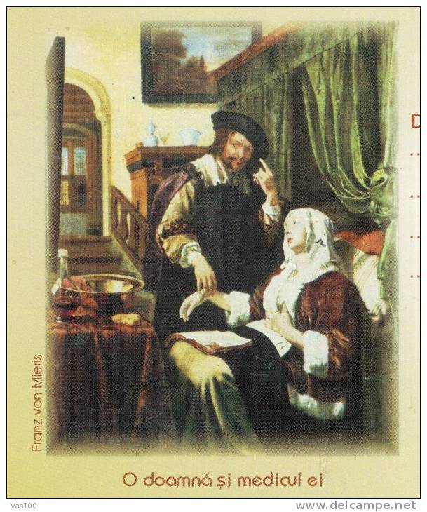 A LADY AND HER DOCTOR, 2003, CARD STATIONERY, ENTIER POSTAL, OBLITERATION CONCORDANTE, ROMANIA - Esperanto