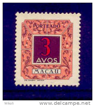 ! ! Macau - 1952 Postage Due 3 A - Af. P 55 - No Gum - Portomarken