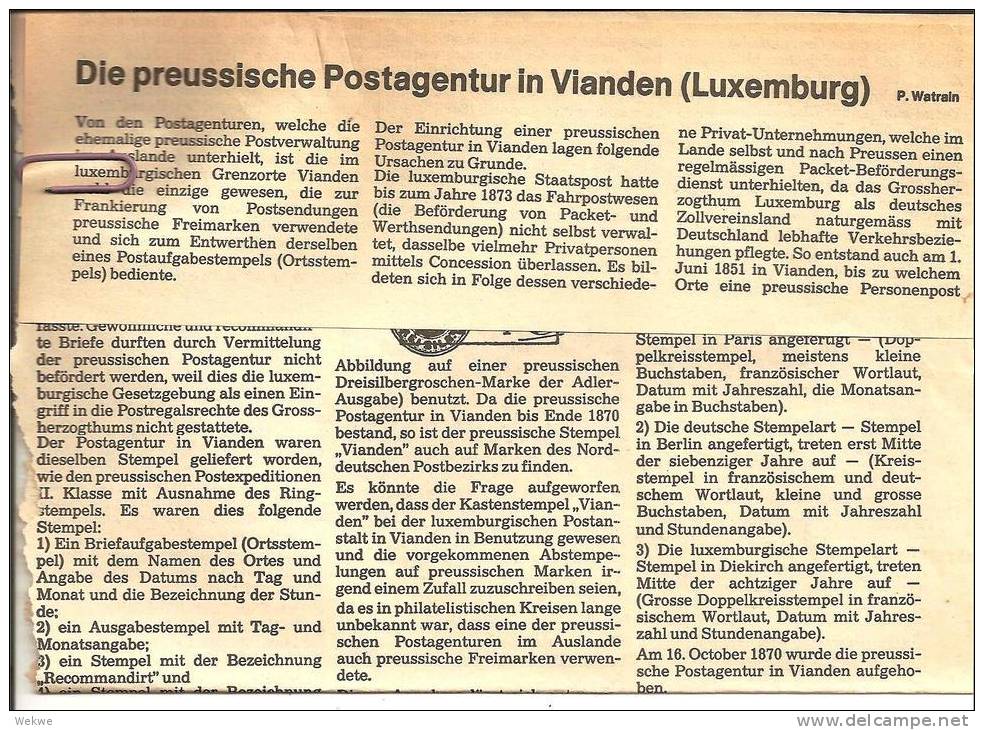 Preussische Postagentur In Vianden 1851-1870 - Filatelie En Postgeschiedenis