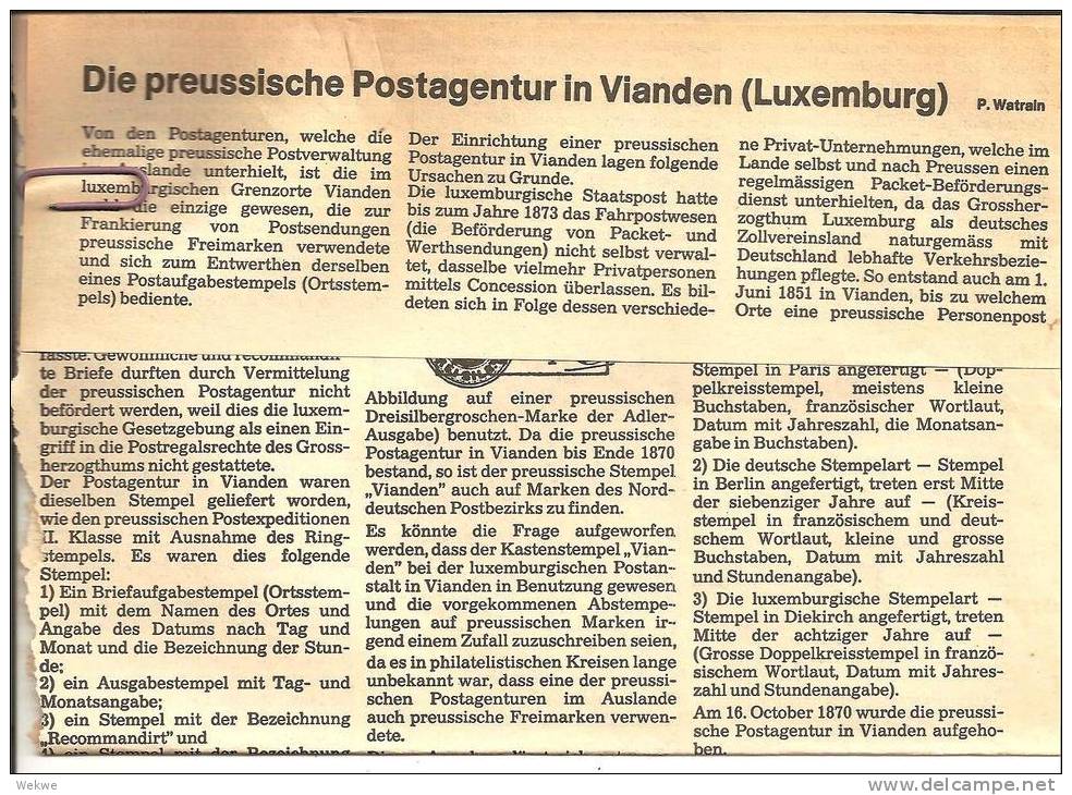 Preussische Postagentur In Vianden 1851-1870 - Philatelie Und Postgeschichte