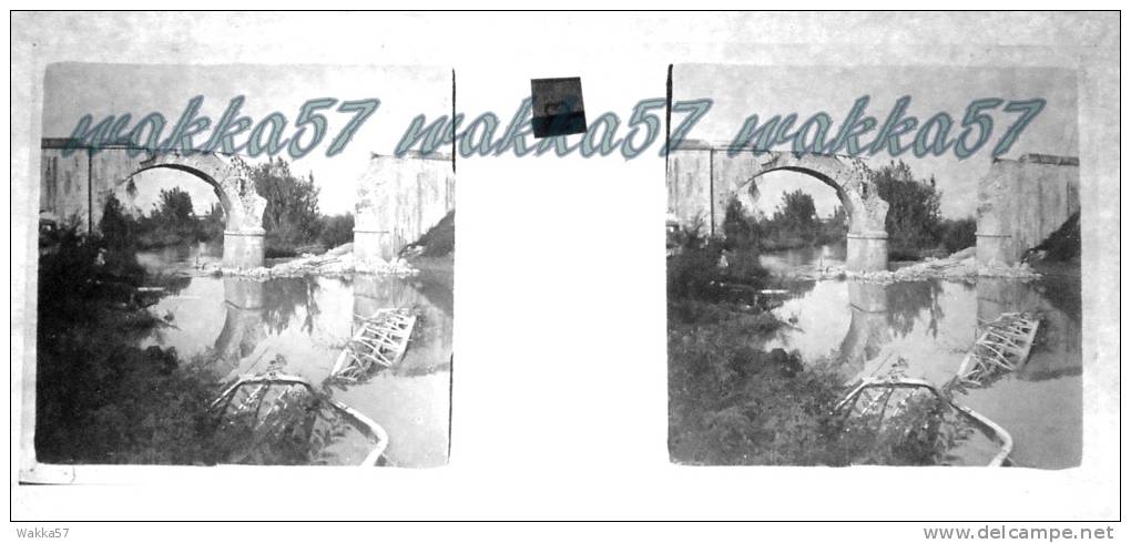 $3E15- WWI - Ponte Ferroviari Di Rubbia Distrutto Dagli Austriaci In Ritirata Agosto 1916 - Vera Diaposivita In Vetro - Diapositiva Su Vetro