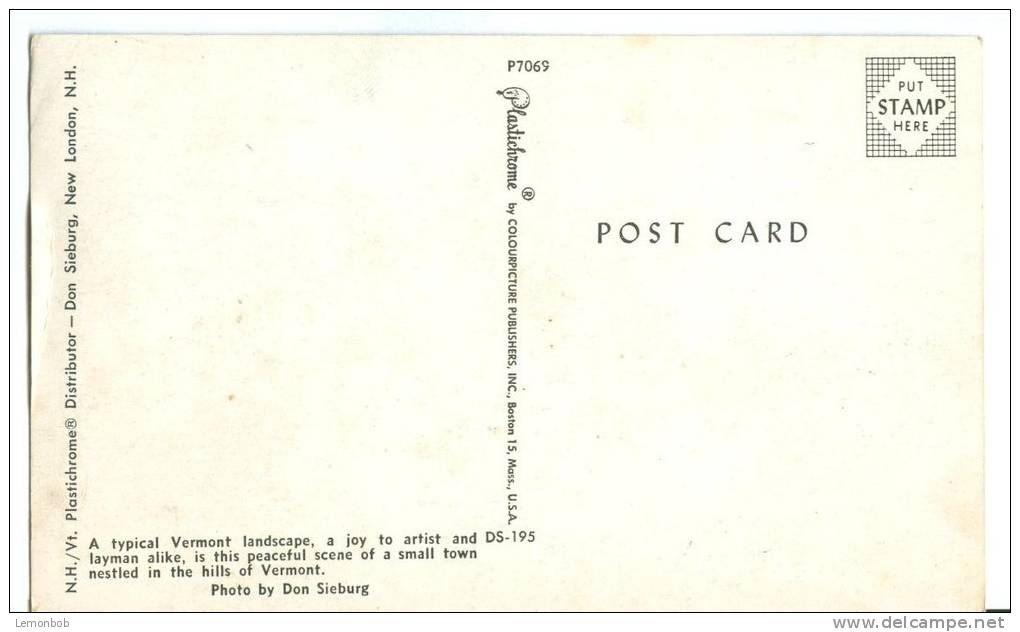 USA, Vermont Landscape, Small Town In The Hills, Unused Postcard [P8248] - Other & Unclassified