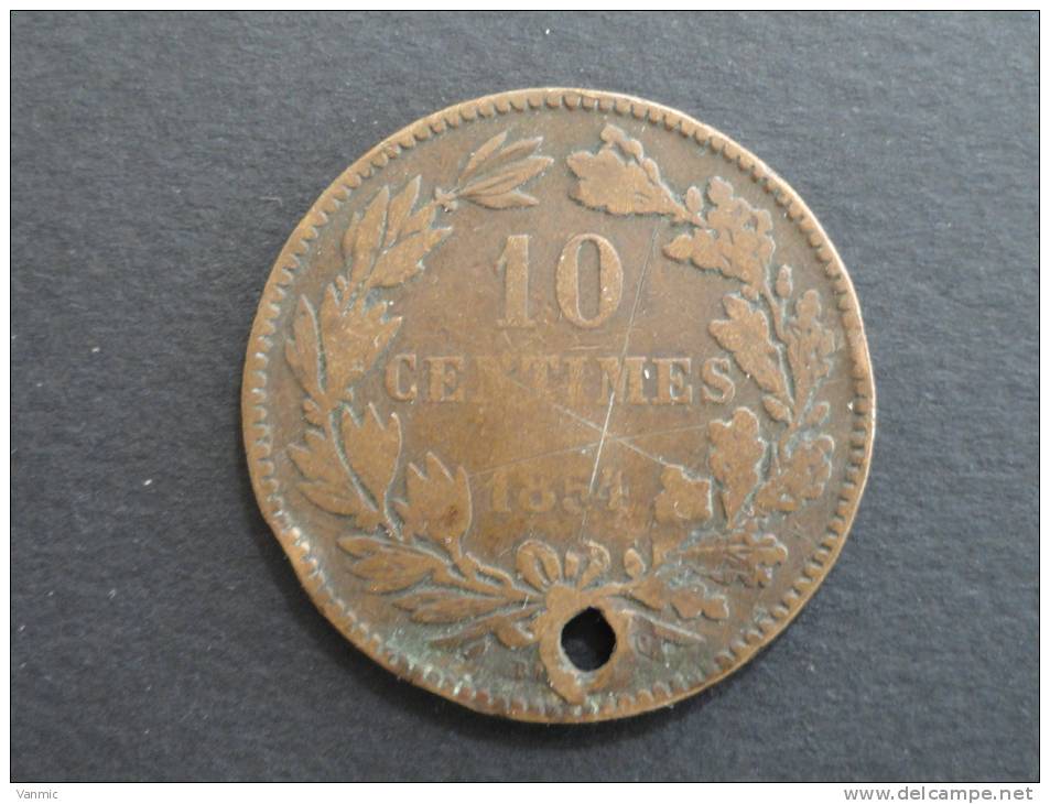 1854 - 10 Centimes - Luxembourg - Monnaie Percée - Luxemburgo