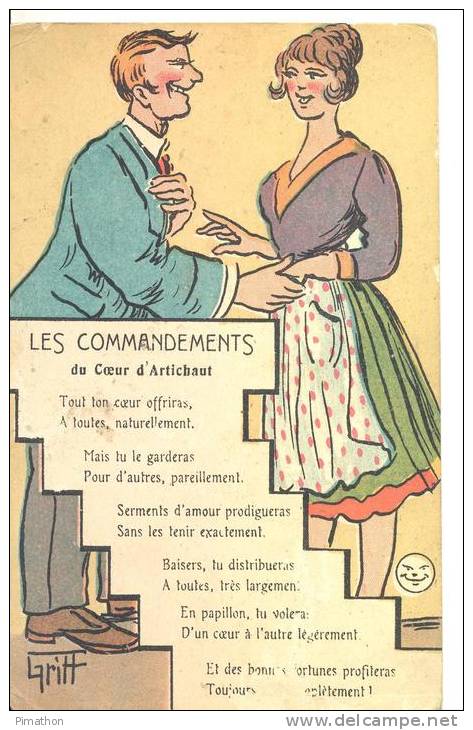 LES  COMMANDEMENTS Du Coeur D'artichaut Par GRIFF ,petit Pli Aux Angles ( Voir Scan ) - Griff