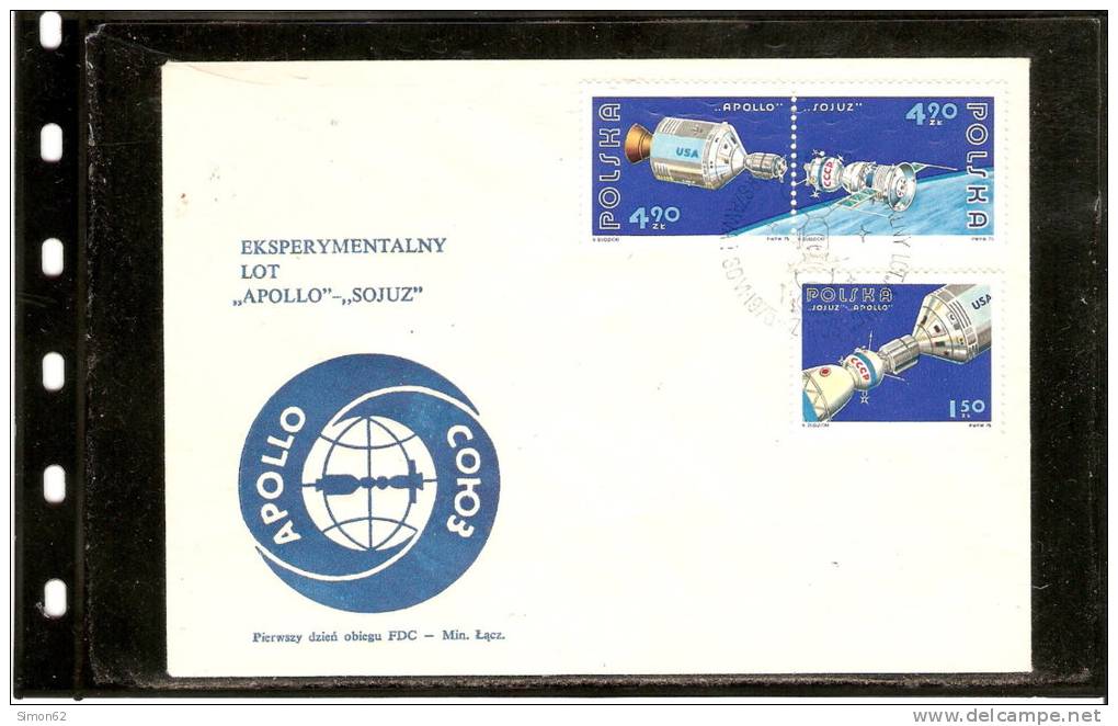 POLOGNE FDC Cosmos  Conquetes Spatiales Cooperation Urss -usa Soyouz -apollo - Astrology