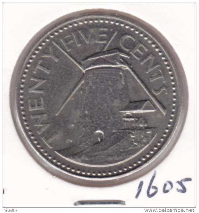 @Y@  Barbados  25 Cent  1987    (1605)  Mill - Barbados (Barbuda)