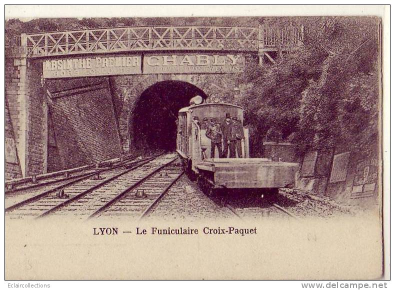 Lyon    69     Le Funiculaire De Croix-Paquet   Publicité Absinthe Premier Chably Au Dessus Du Pont - Sonstige & Ohne Zuordnung