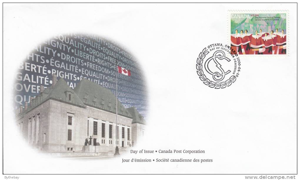 Canada FDC Scott #1847 46c Supreme Court Of Canada 125th Anniversary - 1991-2000