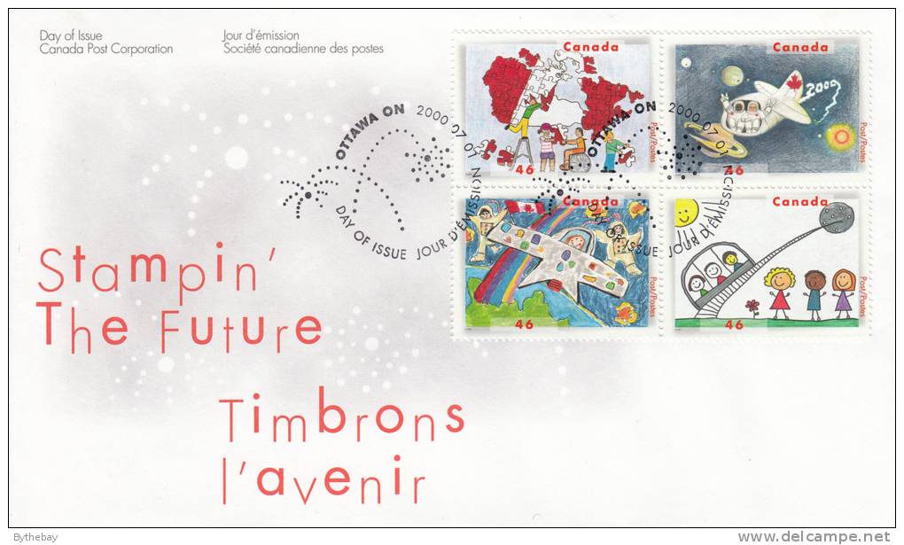 Canada FDC Scott #1862a Block Of 4 46c Stampin' The Future Designs - 1991-2000