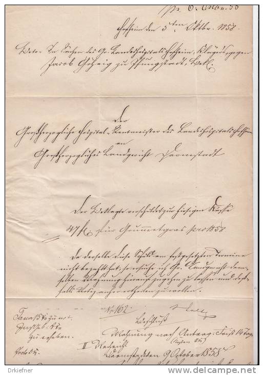 Brief Von Stockstadt Nach Darmstadt Und Zurück, 5./9.10.1858 - Préphilatélie