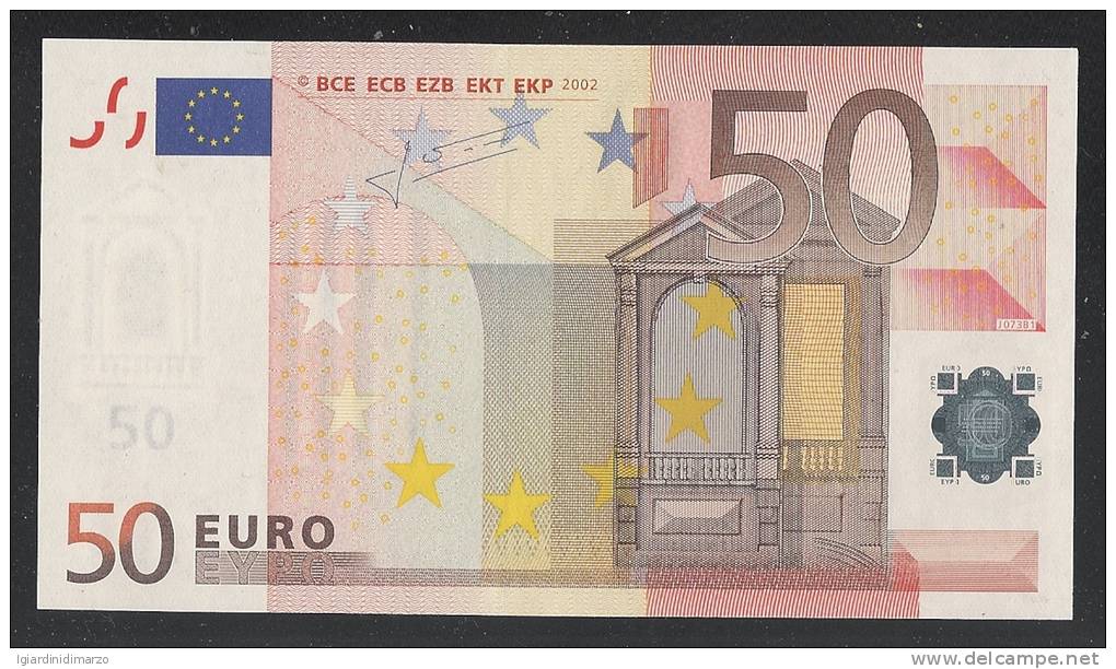 EURO - ITALIA  - 2002 - BANCONOTA DA 50 EURO SERIE S (J073B1) - NON CIRCOLATA (FDS-UNC) - OTTIME CONDIZIONI. - 50 Euro