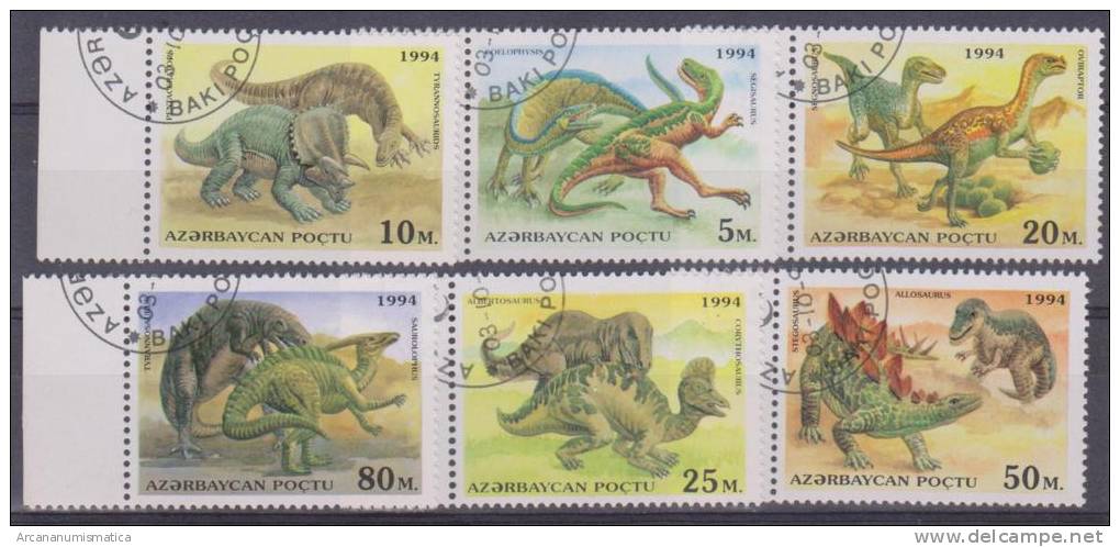 AZERBAIJAN  Lote 6 Sellos Usados "DINOSAURIOS-DINOSAURS"  S-217 - Prehistóricos