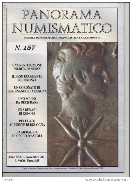 Lib003-13 Rivista Mensile "Panorama Numismatico" N.157 Novembre 2001 Numismatique Coins Banknotes - Italien