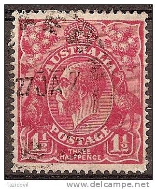AUSTRALIA -  1926 1&frac12;d King George V, Small Mult Watermark (wmk 203), Perf 14. Scott 68c. Used - Oblitérés