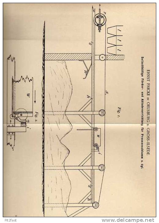 Original Patentschrift - E. Fricke In Oelsburg B. Gross Ilsede , 1900, Förderband , Fördrvorrichtung !!! - Tools