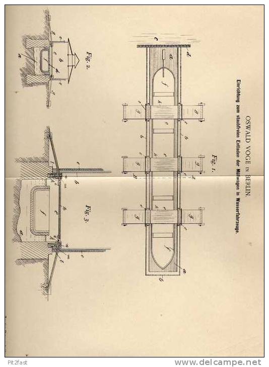 Original Patentschrift - Müllentladung In Schiffe , Boot , 1900 ,O. Voge In Berlin !!! - Andere & Zonder Classificatie