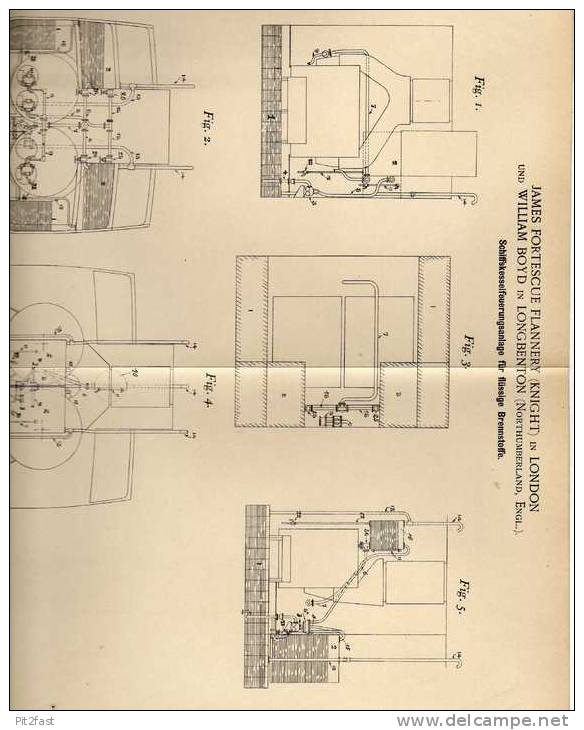 Original Patentschrift - W. Boyd In Longbenton Und London , 1899 , Feuerung Für Schiffe , Boat !!! - Otros & Sin Clasificación