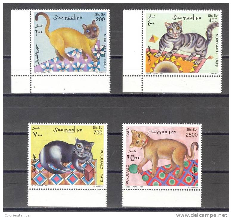 (S0413) SOMALIA, 1997 (Domestic Cats). Complete Set. Mi ## 624-627. MNH** - Somalia (1960-...)