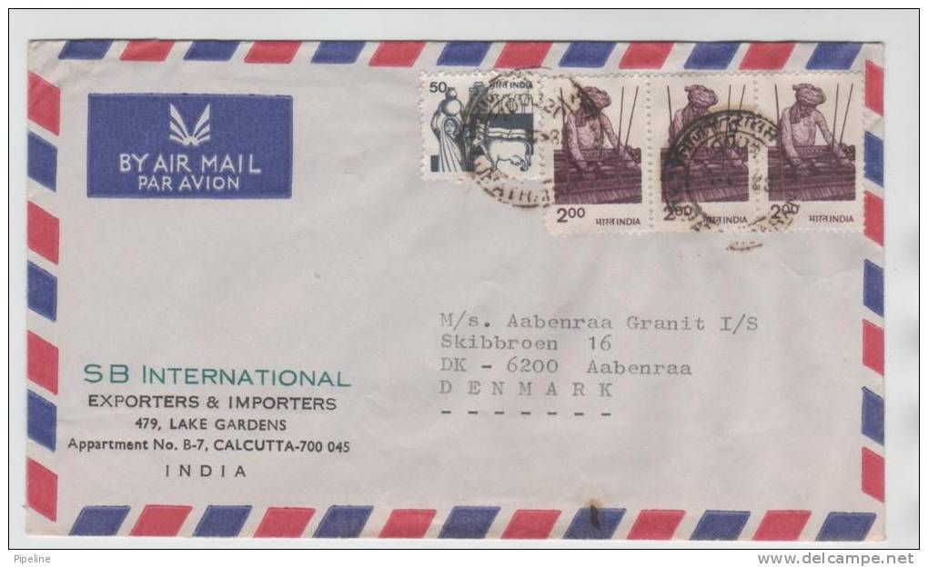 India Air Mail Cover Sent To Denmark Calcutta 1983 - Airmail