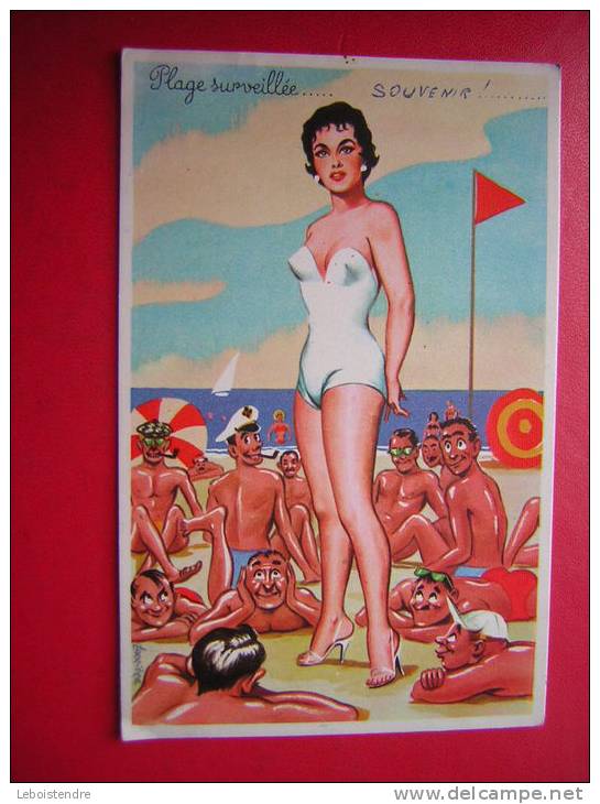 CPSM THEME ILLUSTRATION SIGNEE CARRIERE 425 HUMORISTIQUE PLAGE SURVEILLEE  VOYAGEE1962 - Carrière, Louis